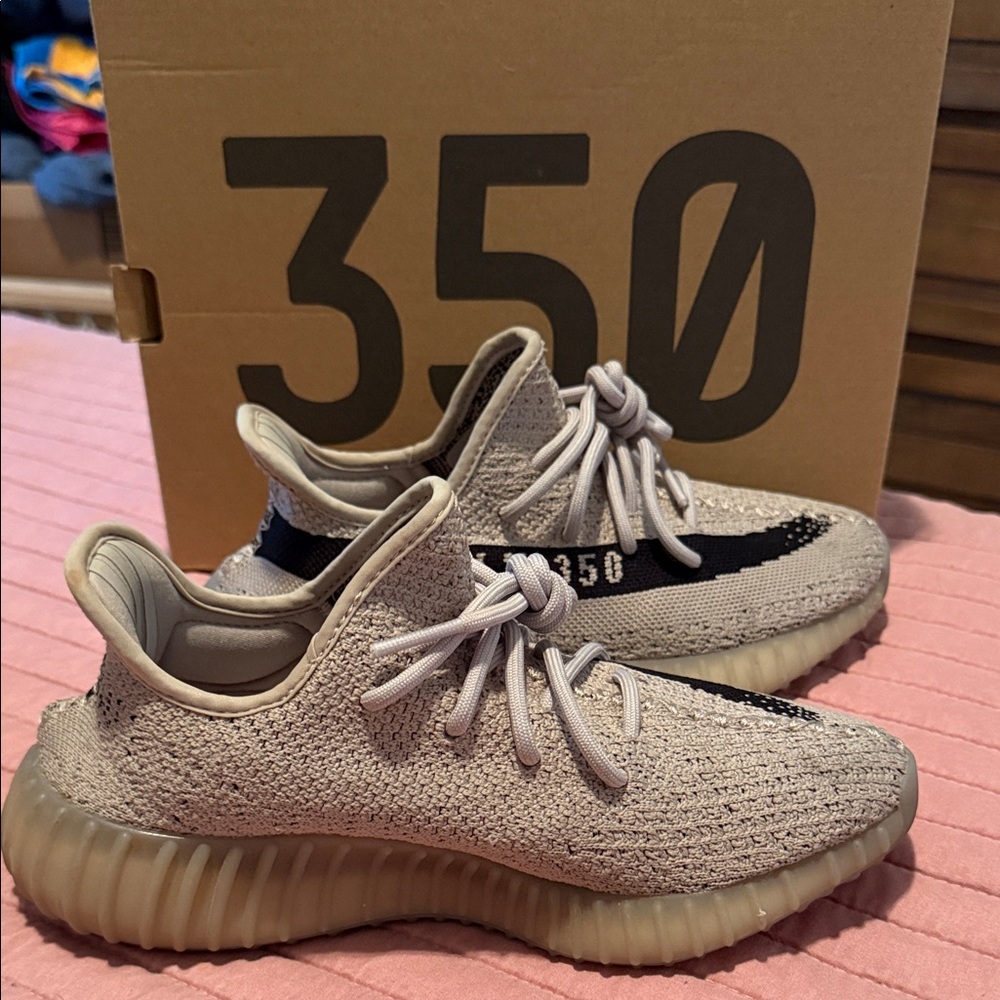 Yeezy Knit Sneakers in Slate and Black